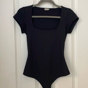 Free People Ready Or Not Bodysuit. Black